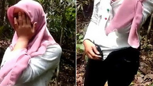 Hijabi GF and BF enjoy intimate moments in the forest