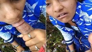 Adorable girl gives a blowjob in HD video