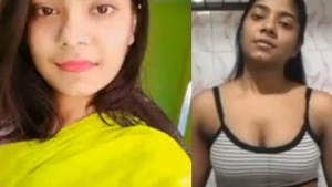 Cute Indian girl and her friend have one last fling