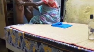 Indian maid gives a handjob and gets a mouthful of cum