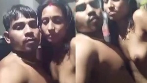 Naked couple enjoys standing sex in the forest