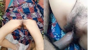 Indian couple enjoys outdoor sex on a bench