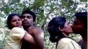 Horny Indian couple indulges in outdoor kissing