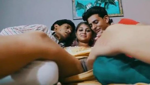 Desi village girl gets a threesome in Hindi video