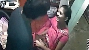 Hidden camera captures Indian shopkeeper and saleswoman in hardcore office sex video