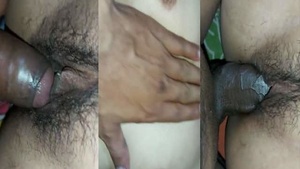 A close-up of an Indian girl having sex with a Desi man