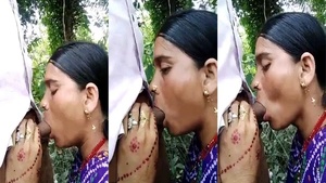 Indian wife gives blowjob in outdoor setting in MMC video