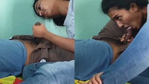 Bangla village girl gives a blowjob to a guy on camera