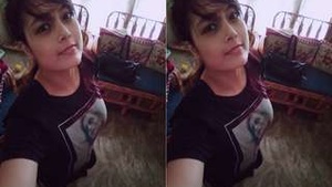 Cute Indian girl reveals her natural boobs and pussy on video call