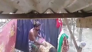 Bangladeshi wife gets fucked in the backyard by a man