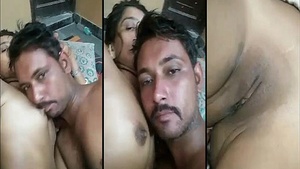 Skinny Indian girl passionately kisses her partner