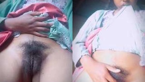 Exclusive village girl unveils her hairy pussy in amateur video