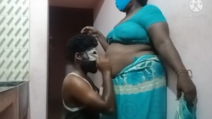 Tamil wife has standing sex in the kitchen at night