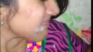 Bhabi gets covered in cum and doesn't like it