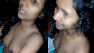 Desi teen's bare breasts and clit exposed and stimulated