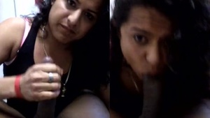 Wife gives a sensual blowjob with deep throat