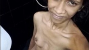 Lankan girl with small breasts enjoys bath time