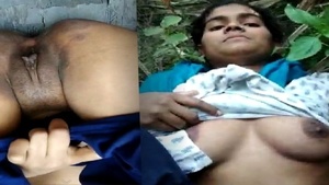 Indian girl gets pounded by her boyfriend in the backyard