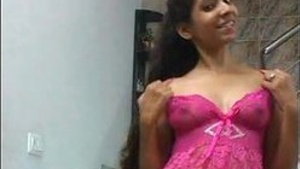 Busty Indian babe strips naked at home and masturbates