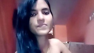 Nude Indian girl indulges in solo masturbation