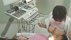 Japanese dentist with big tits gets a creampie after a long time