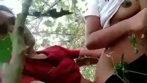 Bhabi moans with pleasure as she gets fucked in the jungle