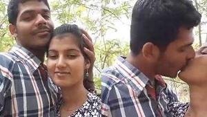 Sensual Indian couple enjoys a romantic outdoor encounter