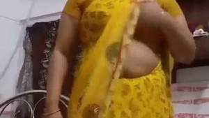 Bhabhi's seductive sari and striptease for her lover's enjoyment