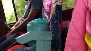 Gay man masturbates on a bus while being watched by girls